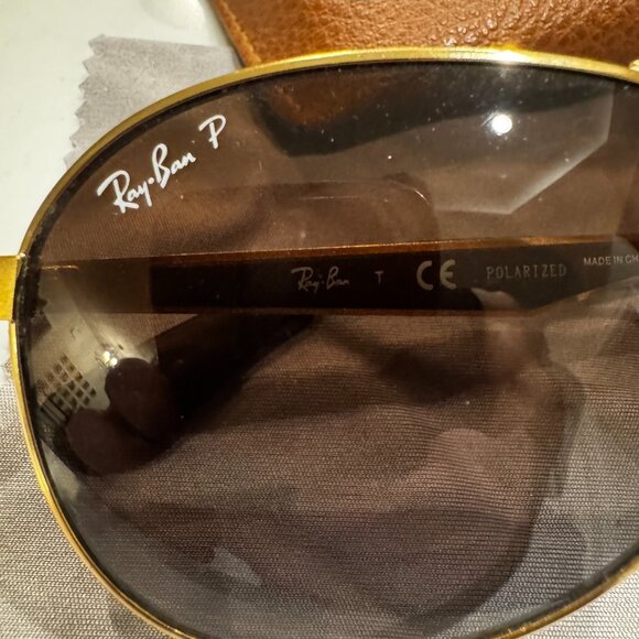 Ray-Ban Men’s Gold Aviator Sunglasses – Polarized Brown Lenses – Like New - Picture 5 of 6